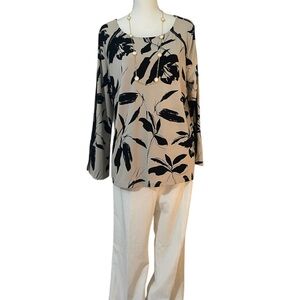 Black and Cream Floral Women's Top